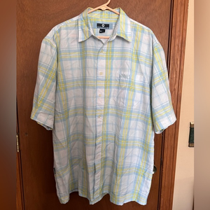 South Pole‎ White Blue Yellow Plaid Short Sleeve Shirt XL